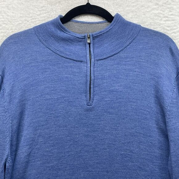 Nordstrom Sweater Mens Extra Large Blue 1/4 Zip Pullover Merino Wool Long Sleeve - Picture 4 of 14